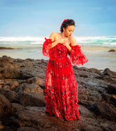 Red lace dress- Issa